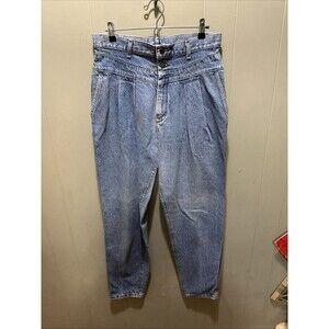 VTG Lee Cotton Pleated Super High Rise Denim Tapered Mom Yoke Jean Size 16 M USA
